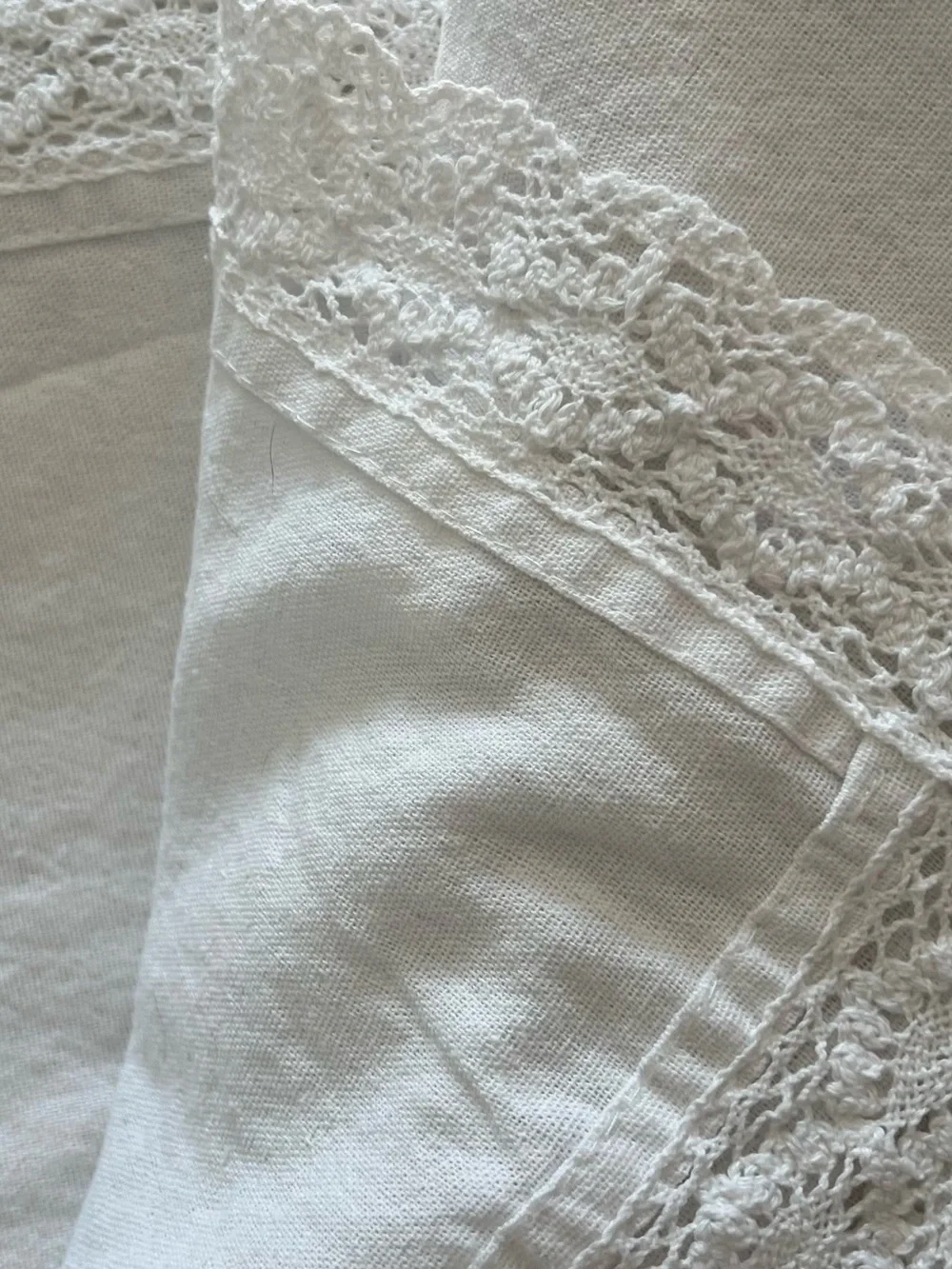 White Lace-Trim Curtain Panels